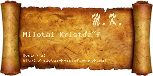 Milotai Kristóf névjegykártya